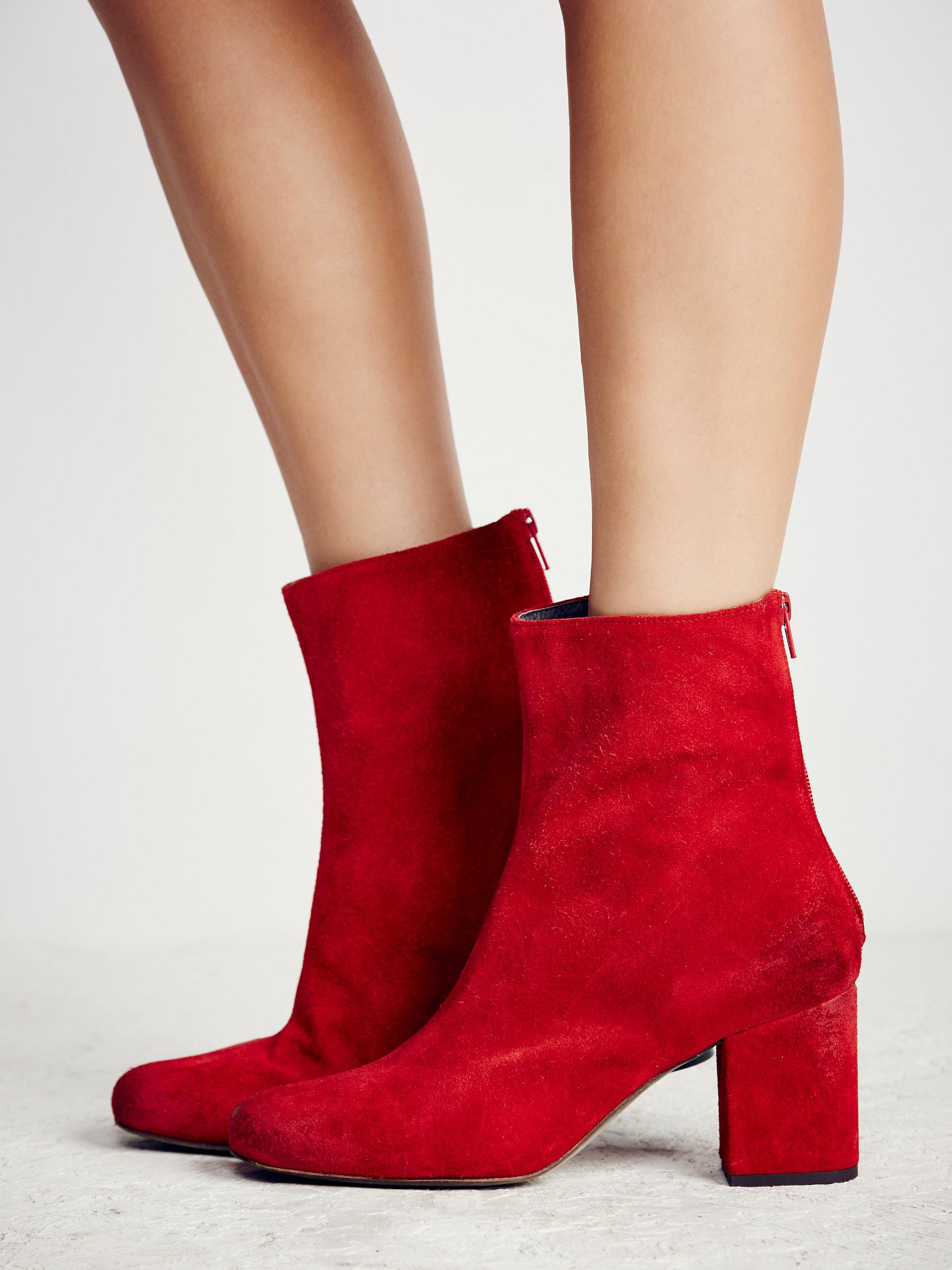 amazon red ankle boots